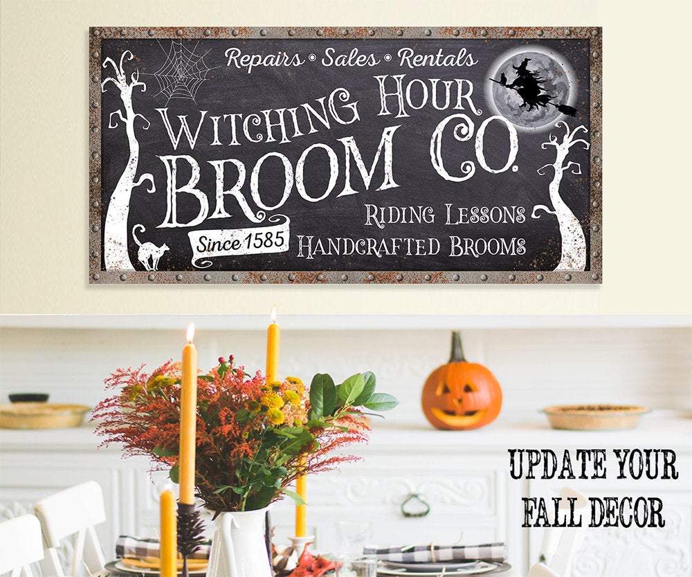 Witching Hour Broom Co. Halloween Canvas Wall Art Decor