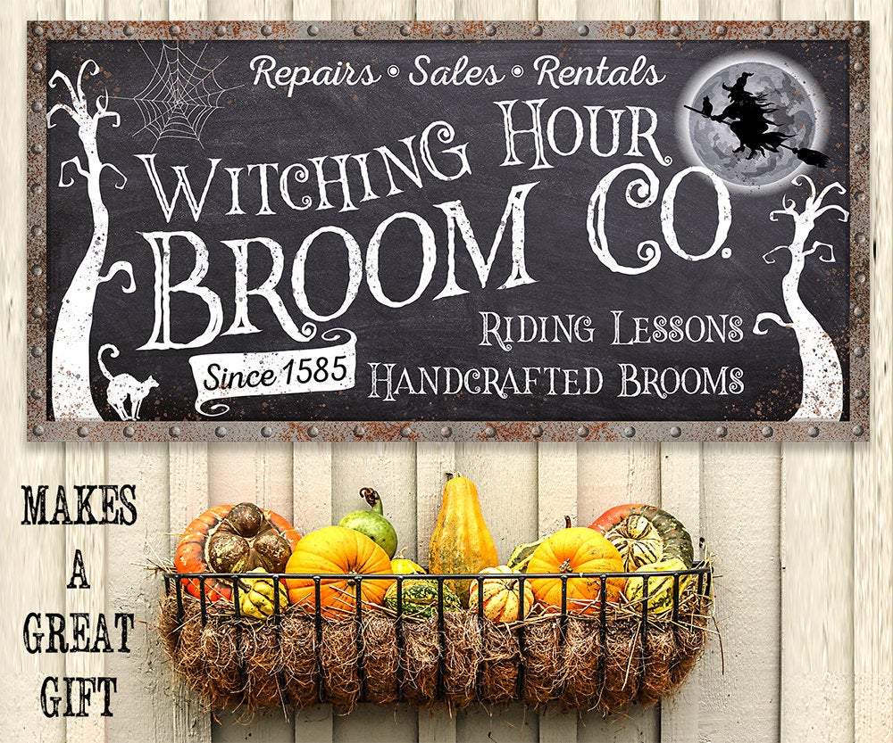 Witching Hour Broom Co. Halloween Canvas Wall Art Decor