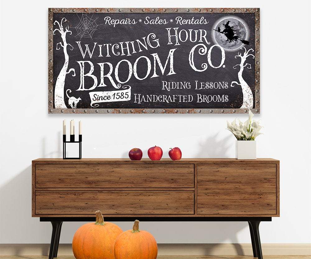 Witching Hour Broom Co. Halloween Canvas Wall Art Decor