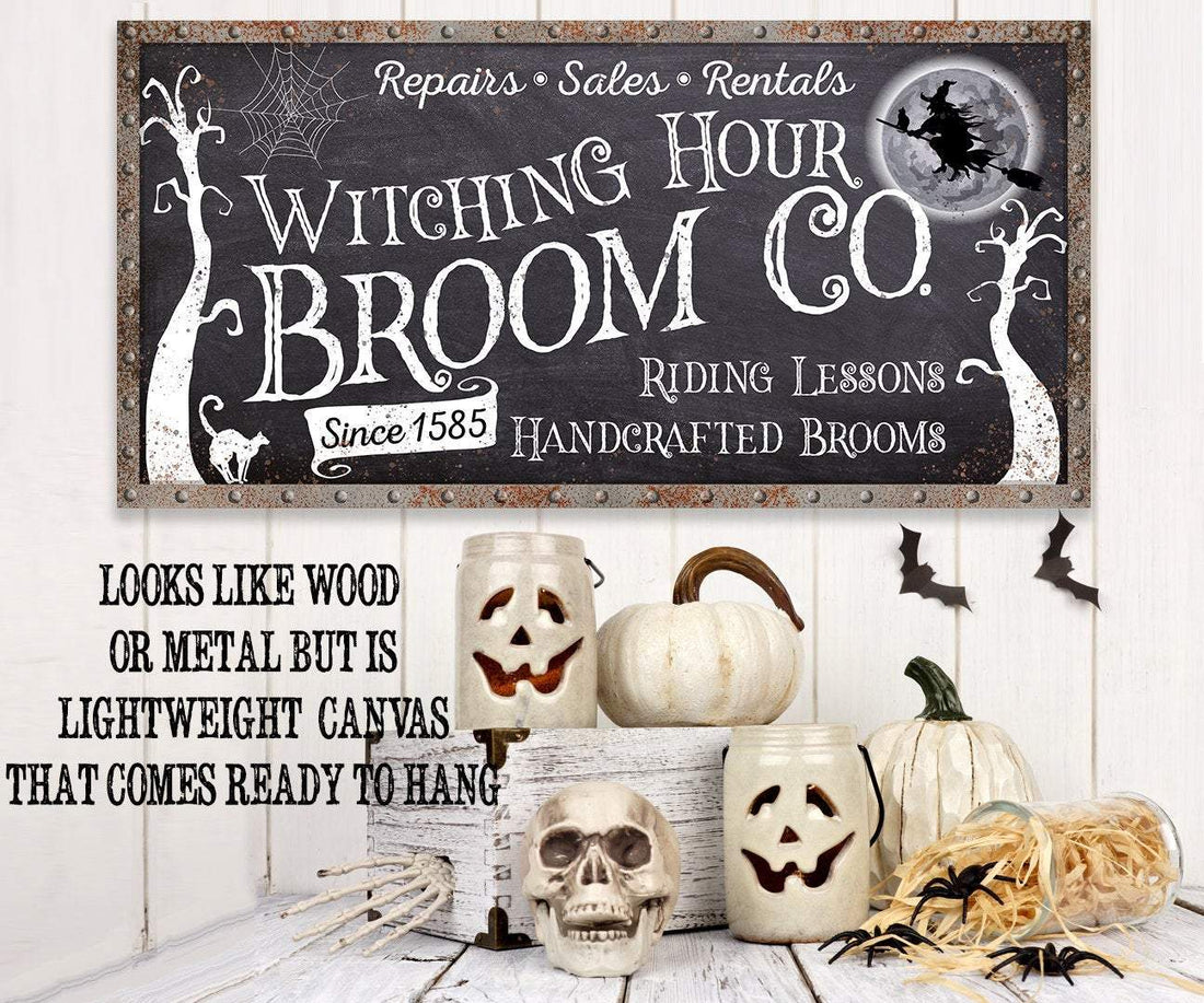 Witching Hour Broom Co. Halloween Canvas Wall Art Decor