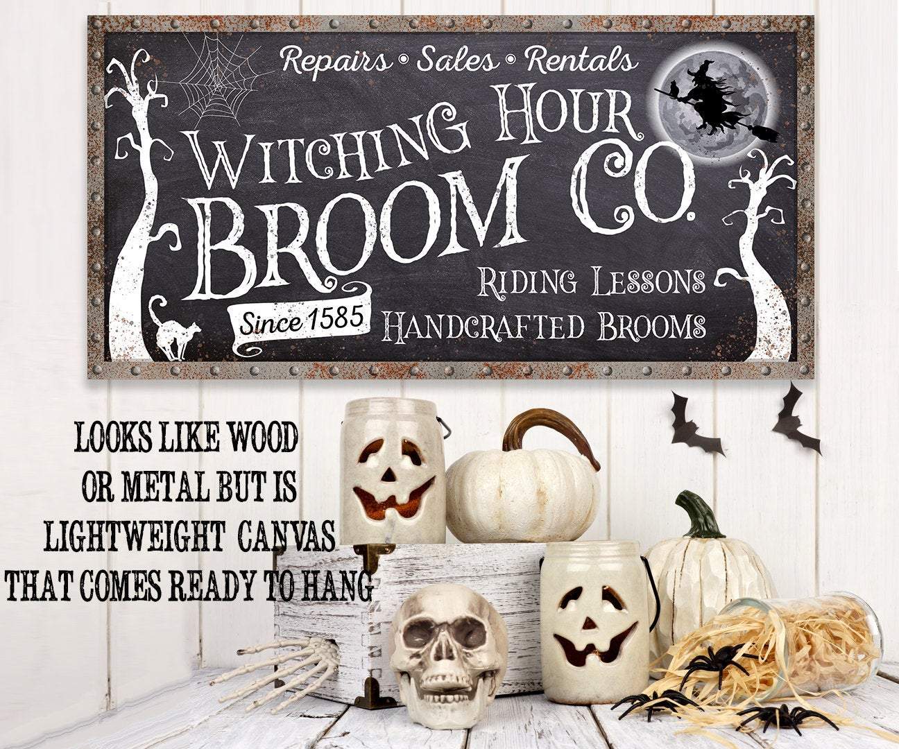 Witching Hour Broom Co. Halloween Canvas Wall Art Decor