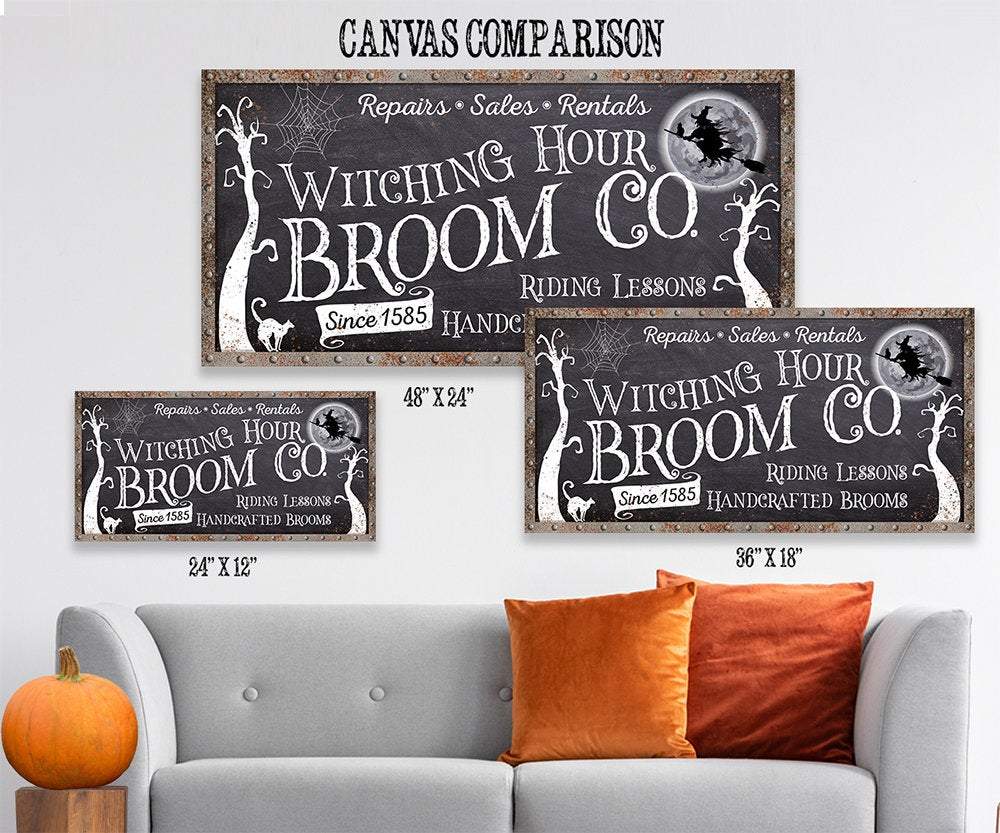 Witching Hour Broom Co. Halloween Canvas Wall Art Decor