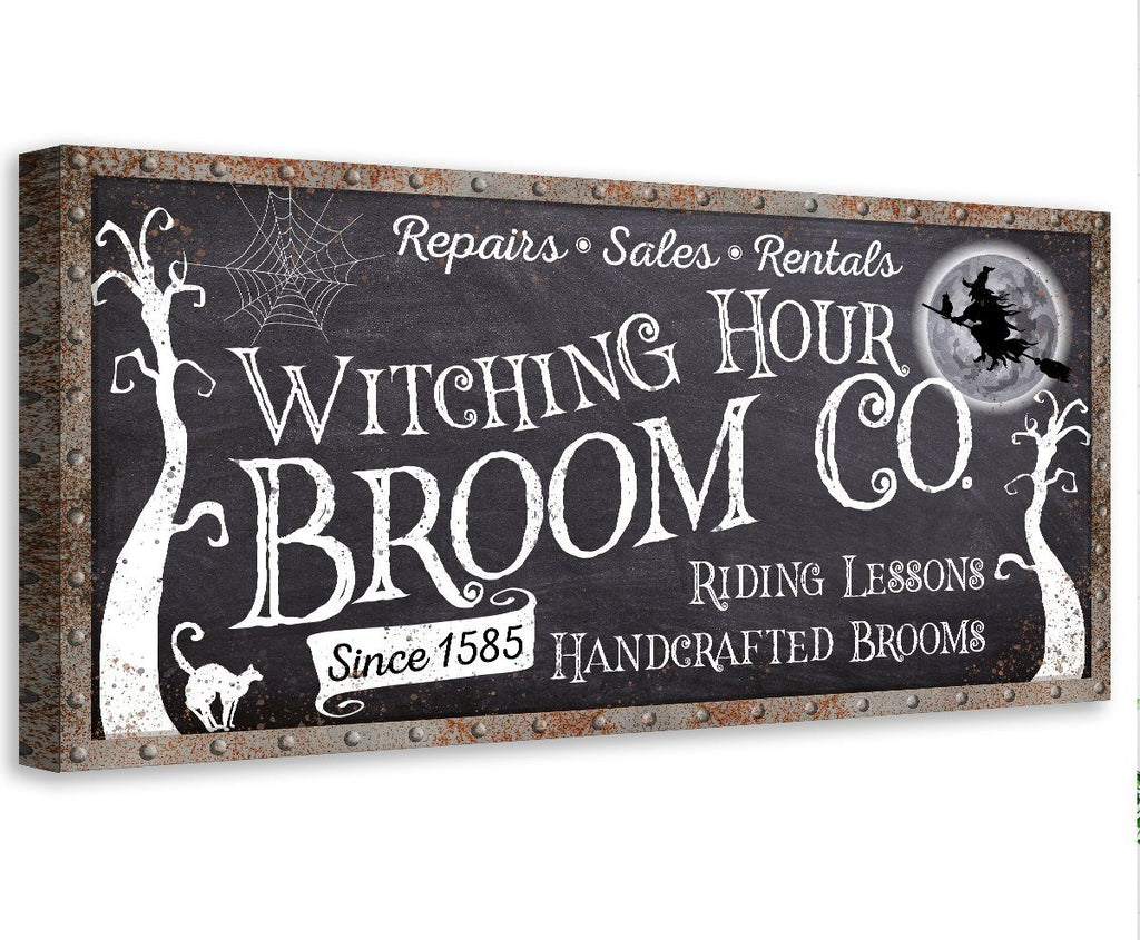 Witching Hour Broom Co. Halloween Canvas Wall Art Decor