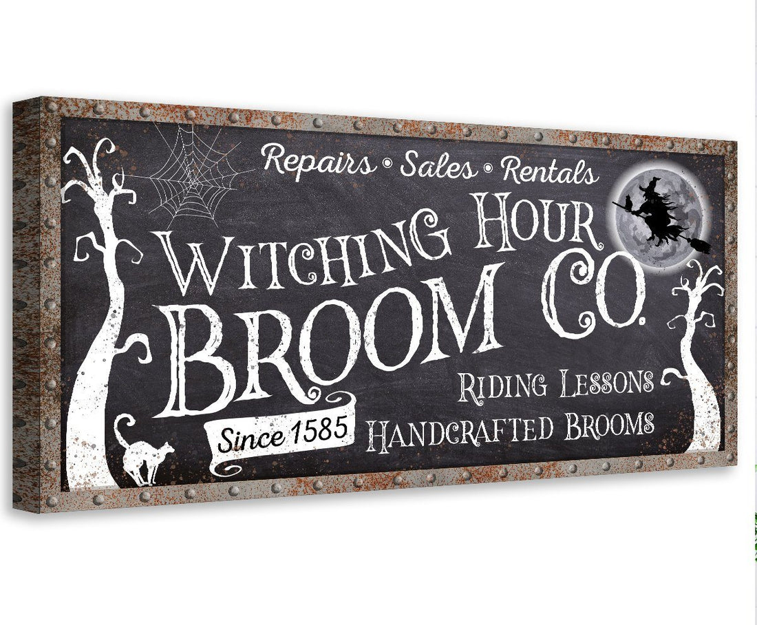 Witching Hour Broom Co. Halloween Canvas Wall Art Decor