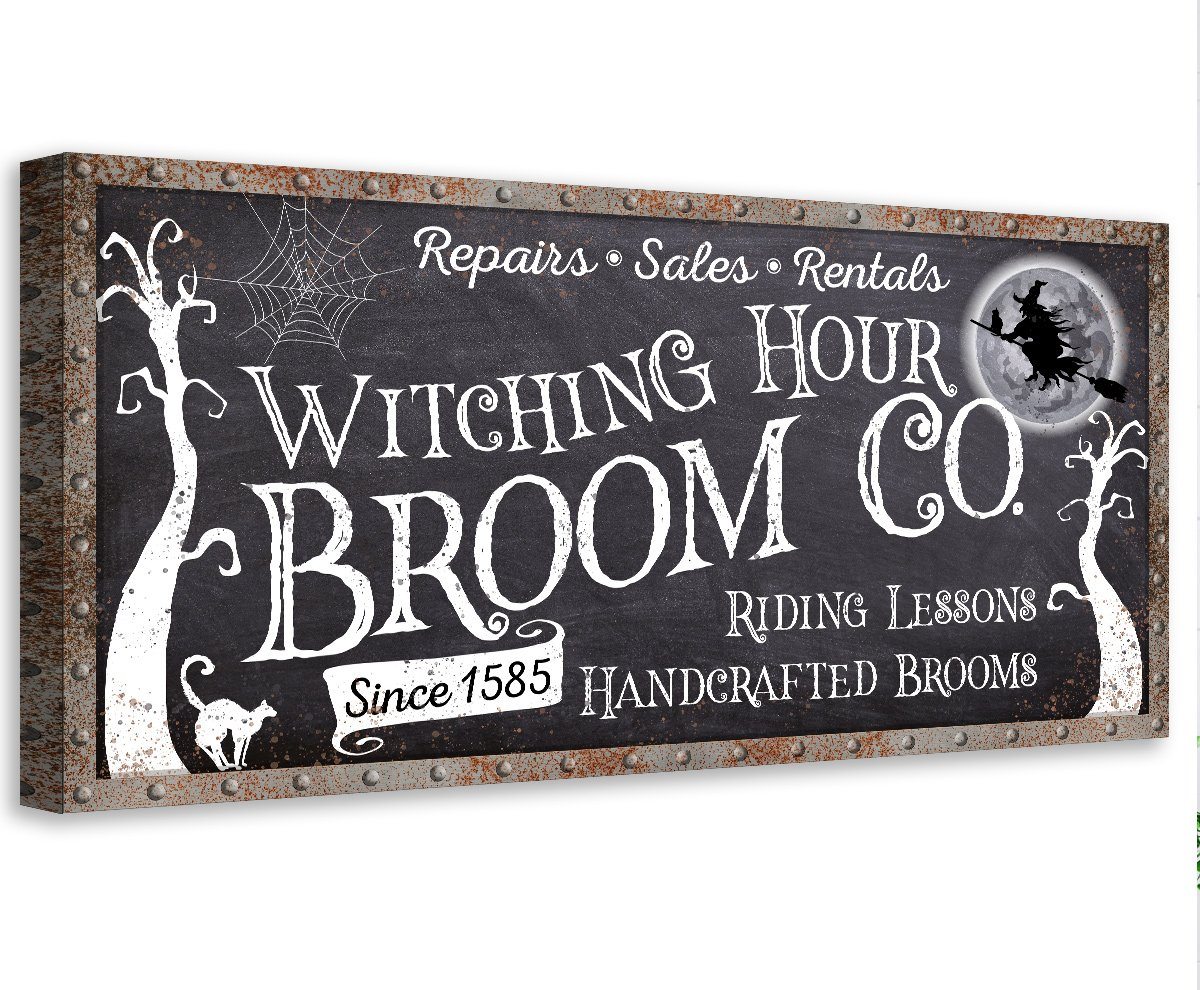 Witching Hour Broom Co. Halloween Canvas Wall Art Decor