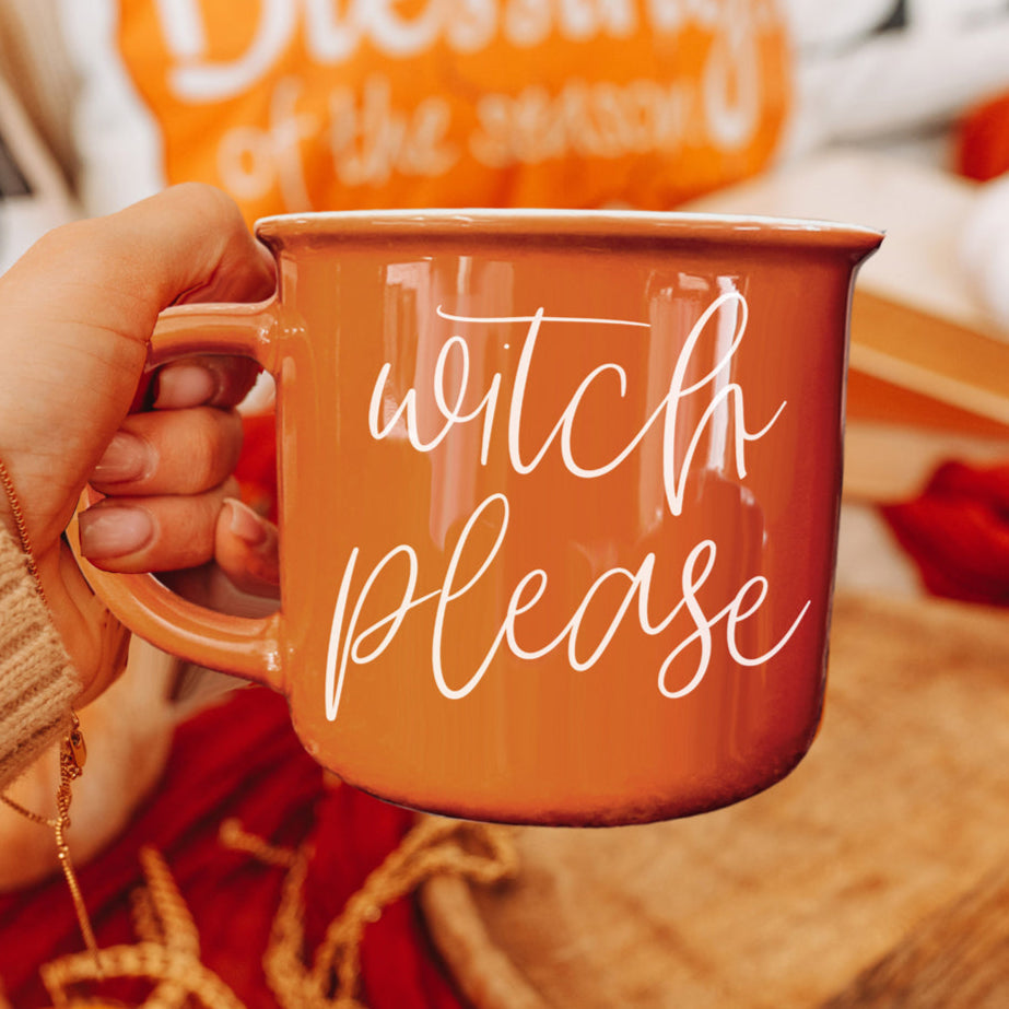 Witch Please Orange Ceramic Coffee Mug 14.5oz Witchy Gift