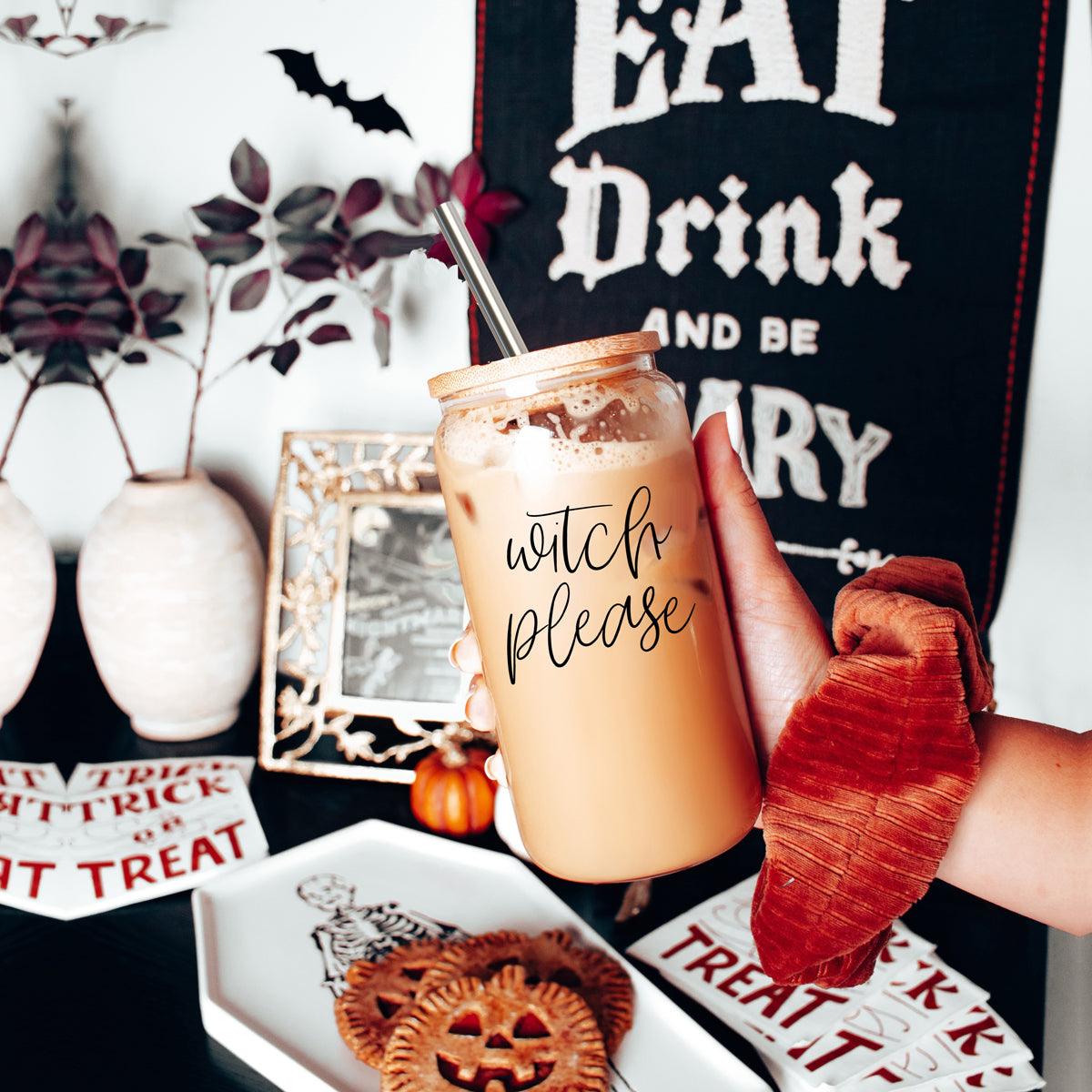 Witch Please Glass Cup with Bamboo Lid and Straw Set 17oz - Image 28
