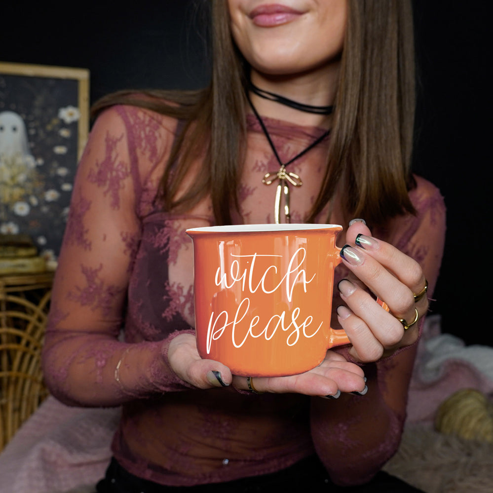 Witch Please Orange Ceramic Coffee Mug 14.5oz Witchy Gift