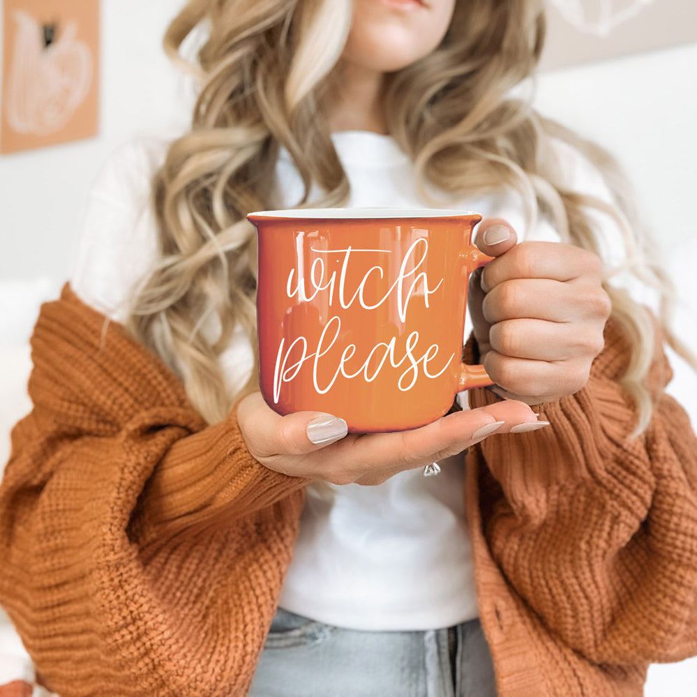 Witch Please Orange Ceramic Coffee Mug 14.5oz Witchy Gift