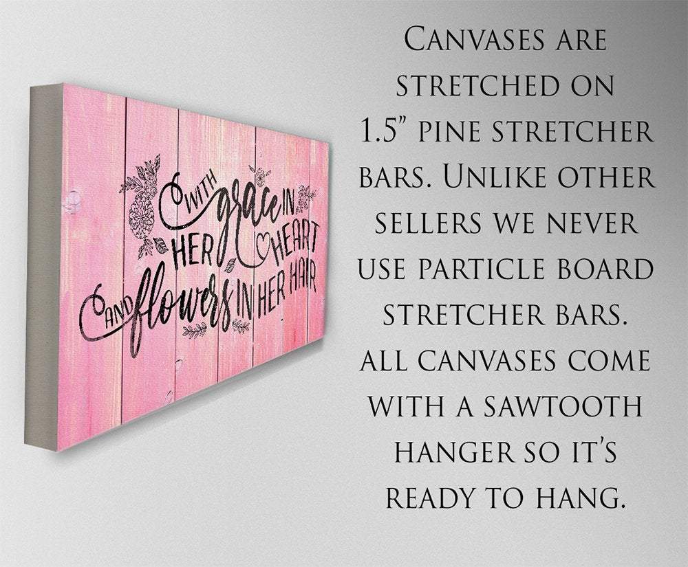 With Grace In Her Heart Pink Wood Grain Wall Art Canvas - Image 4