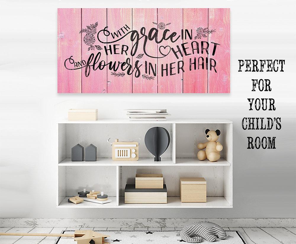 With Grace In Her Heart Pink Wood Grain Wall Art Canvas - Image 9