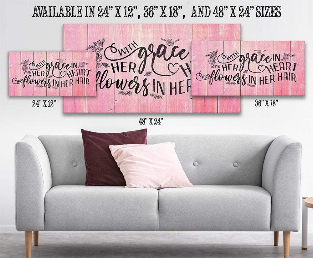 With Grace In Her Heart Pink Wood Grain Wall Art Canvas - Image 5