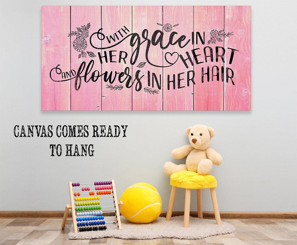 With Grace In Her Heart Pink Wood Grain Wall Art Canvas - Image 8