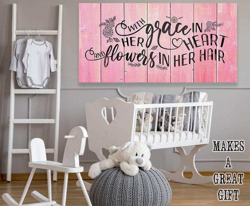 With Grace In Her Heart Pink Wood Grain Wall Art Canvas - Image 7