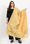 Golden Banarasi Silk woven dupatta with traditional design for women