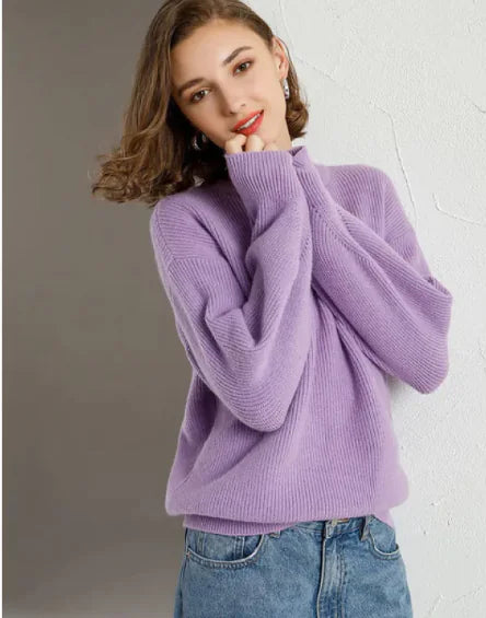 Women's Thick Ribbed Knit Crew Neck Sweater for Autumn Winter - Image 6