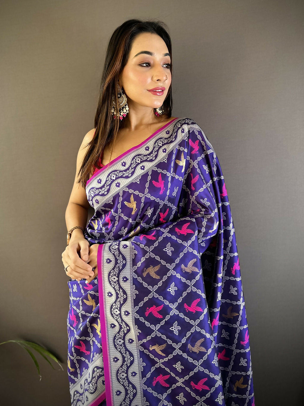 Blue Lichi Soft Silk Banarasi Saree with Jacquard Woven Pattern