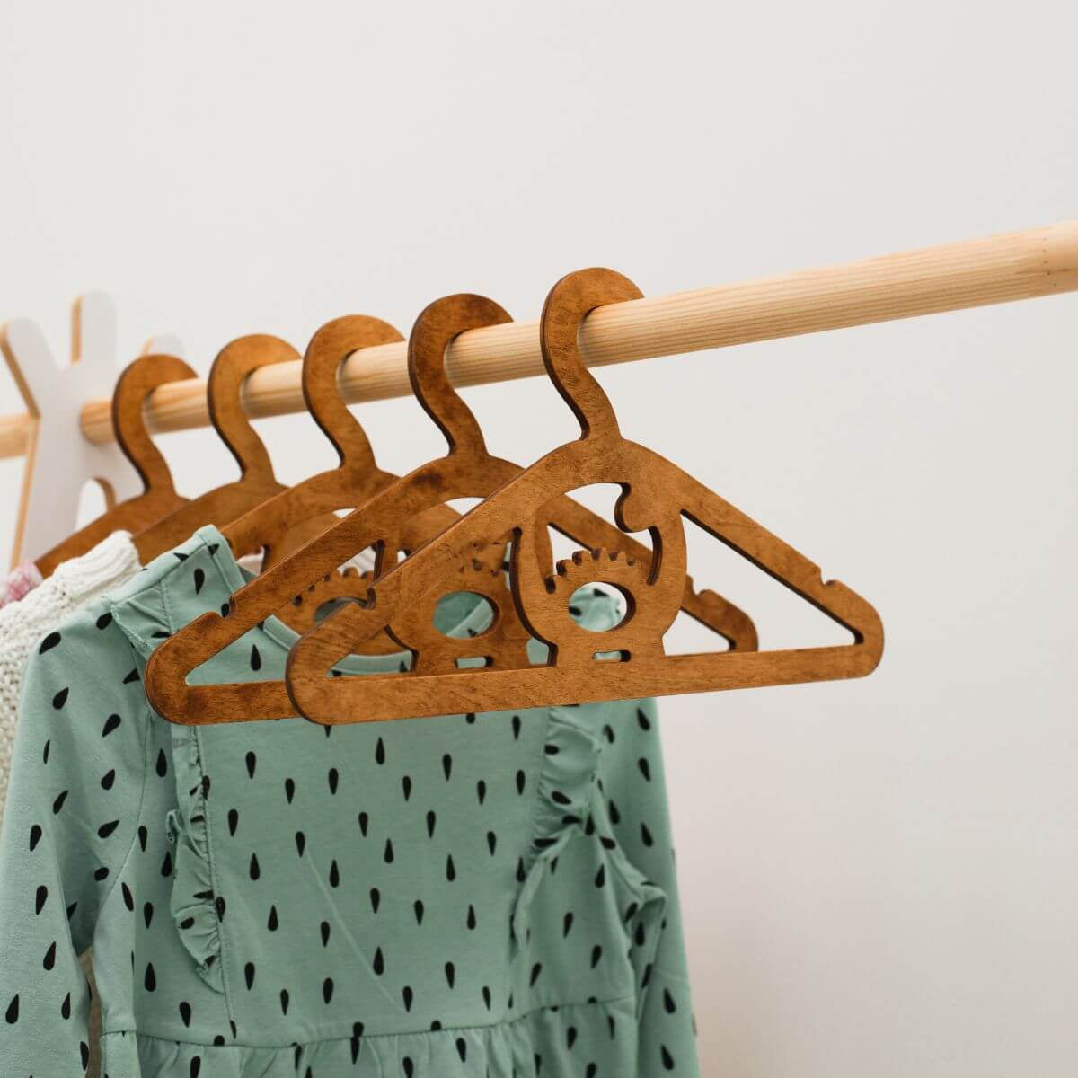 10-Pack Kids Wooden Hangers for Toddler Clothes