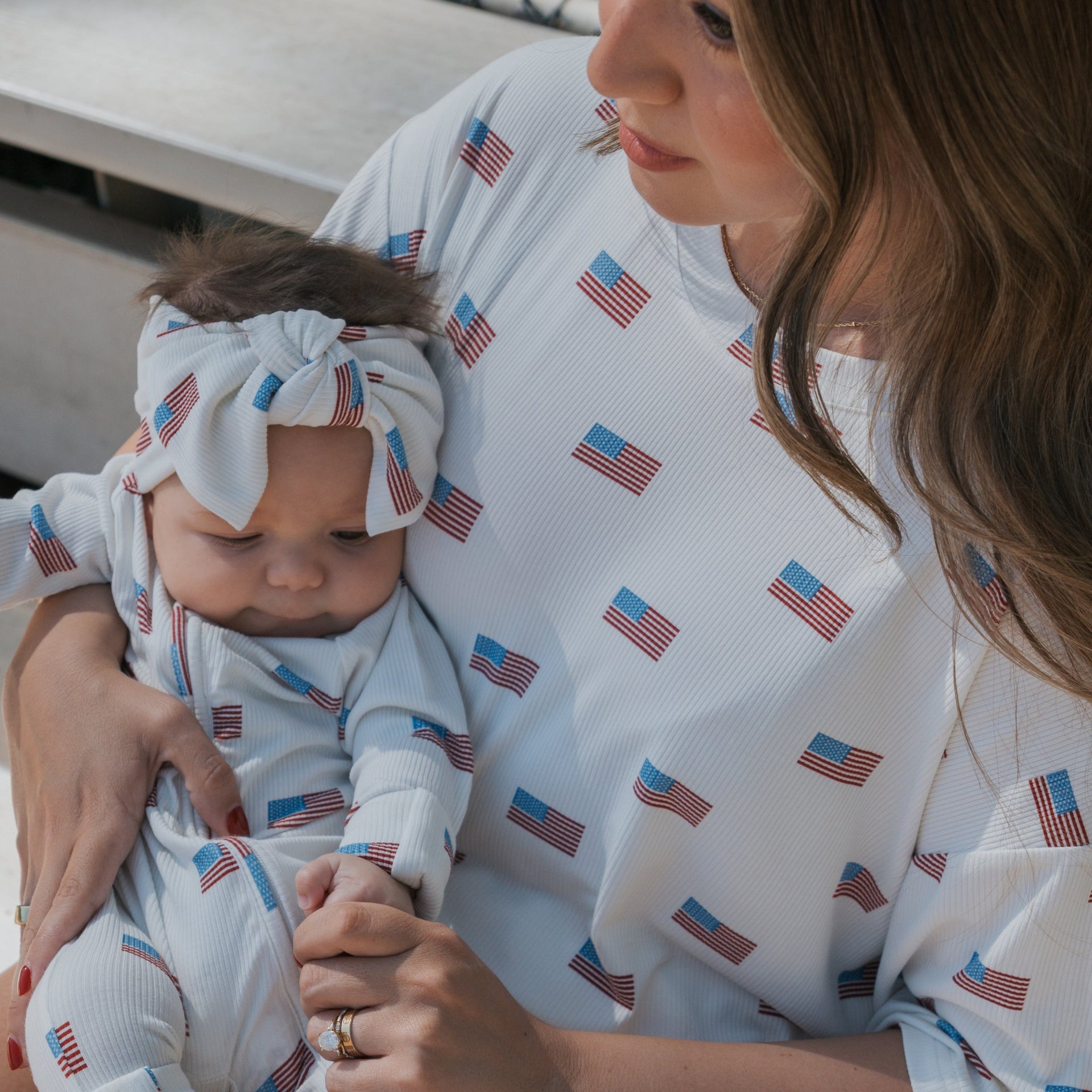 Americana Ribbed Bamboo Baby Head Wrap with Sweet Bow Detail