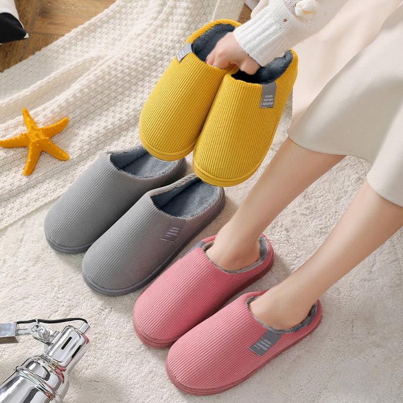 Women's Cozy Knit House Slippers with Memory Foam, Pink & Grey