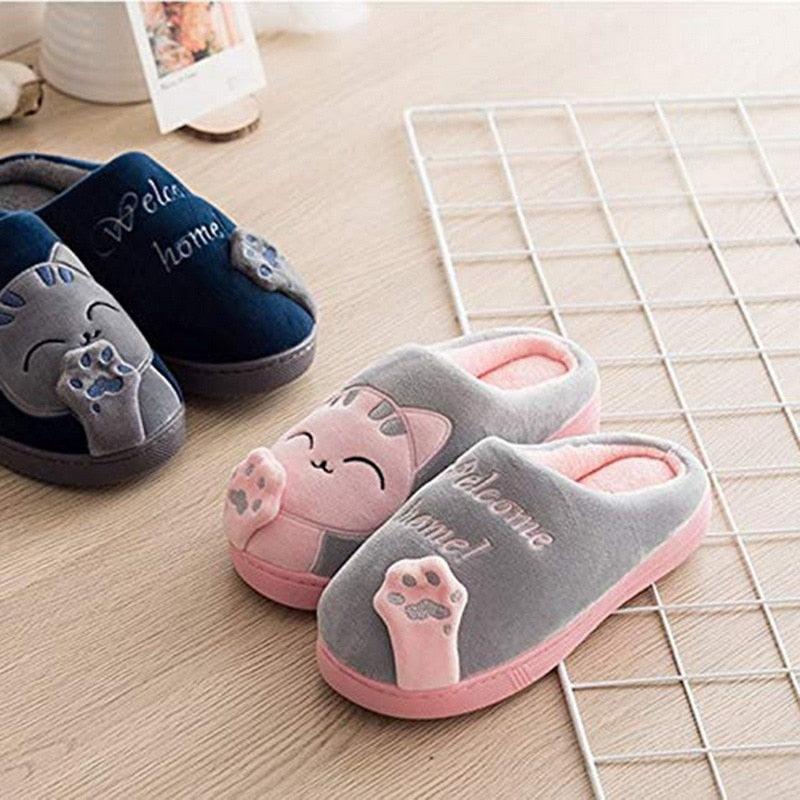 Women's Cozy Knit House Slippers with Memory Foam, Pink & Grey
