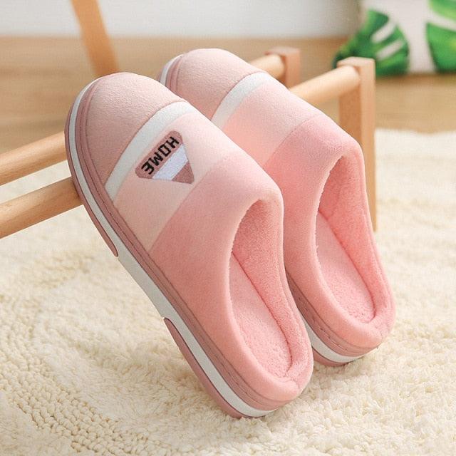 Women's Cozy Knit House Slippers with Memory Foam, Pink & Grey