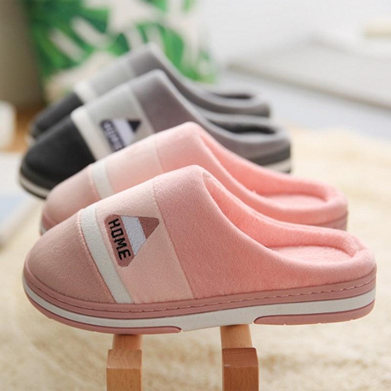 Women's Cozy Knit House Slippers with Memory Foam, Pink & Grey