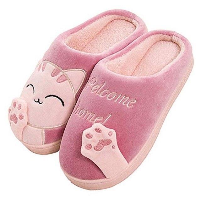 Women's Cozy Knit House Slippers with Memory Foam, Pink & Grey