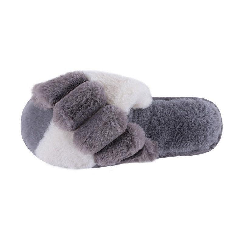 Women's Cozy Knit House Slippers with Memory Foam, Pink & Grey