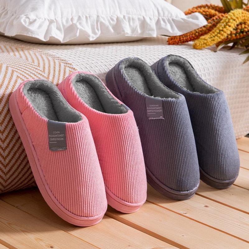 Women's Cozy Knit House Slippers with Memory Foam, Pink & Grey