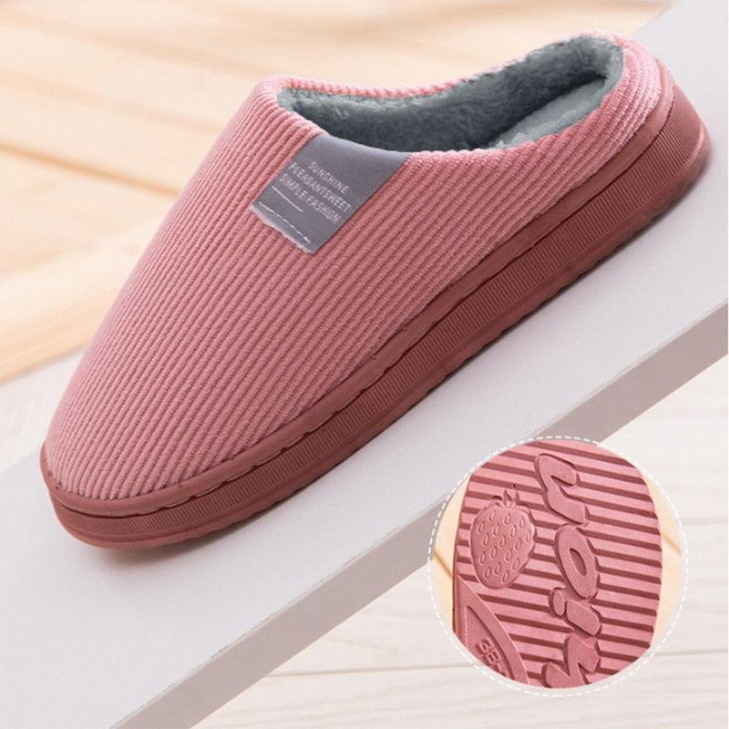 Women's Cozy Knit House Slippers with Memory Foam, Pink & Grey