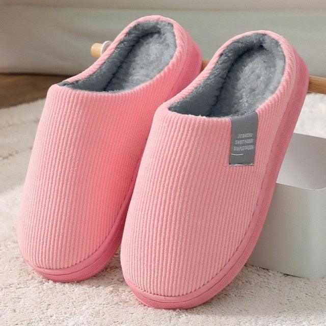 Women's Cozy Knit House Slippers with Memory Foam, Pink & Grey