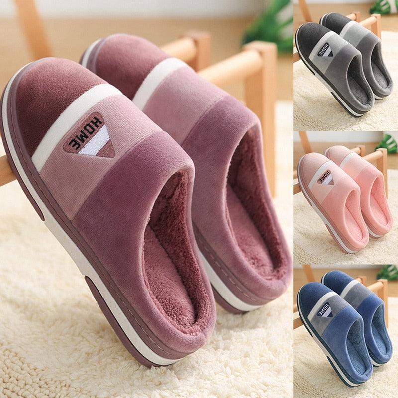 Women's Cozy Knit House Slippers with Memory Foam, Pink & Grey