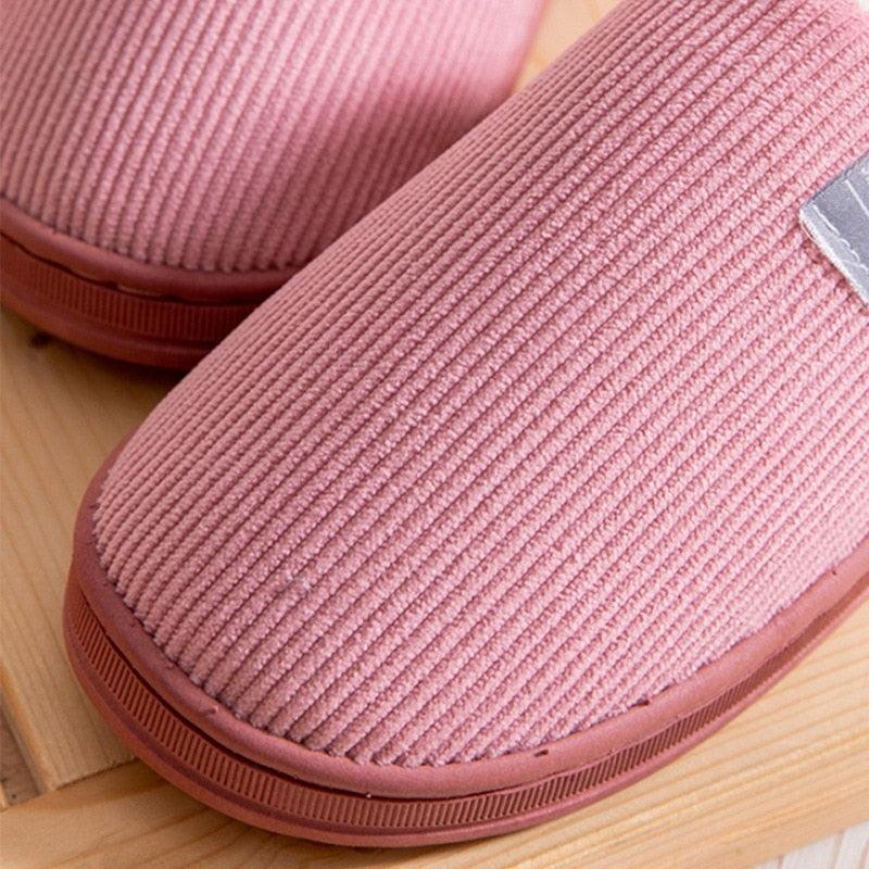 Women's Cozy Knit House Slippers with Memory Foam, Pink & Grey