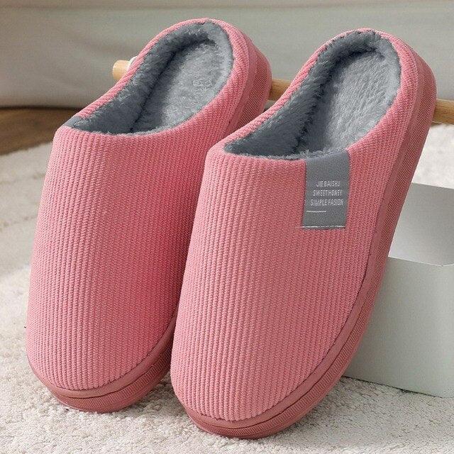 Women's Cozy Knit House Slippers with Memory Foam, Pink & Grey