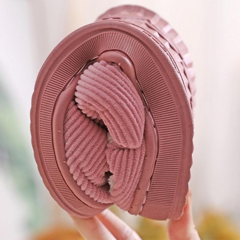 Women's Cozy Knit House Slippers with Memory Foam, Pink & Grey