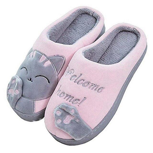 Women's Cozy Knit House Slippers with Memory Foam, Pink & Grey