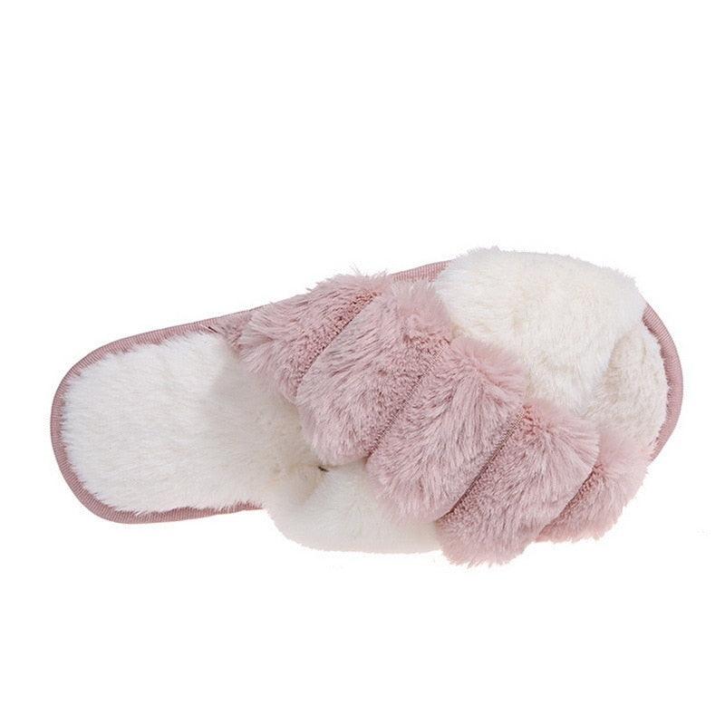 Women's Cozy Knit House Slippers with Memory Foam, Pink & Grey