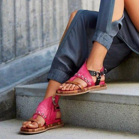 Women's trendy flat slide sandals in artificial leather with thick cushion arch support