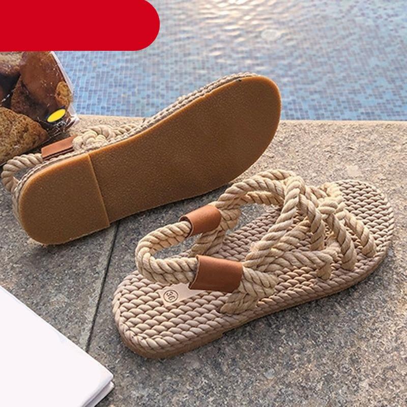 Braided Rope Sandals with Arch Support for Travel and Beach