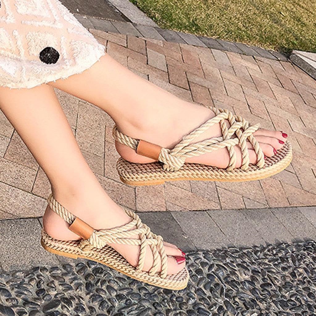 Braided Rope Sandals with Arch Support for Travel and Beach