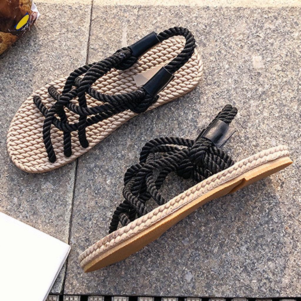 Braided Rope Sandals with Arch Support for Travel and Beach