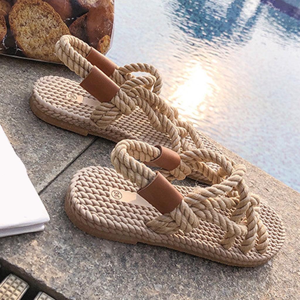 Braided Rope Sandals with Arch Support for Travel and Beach