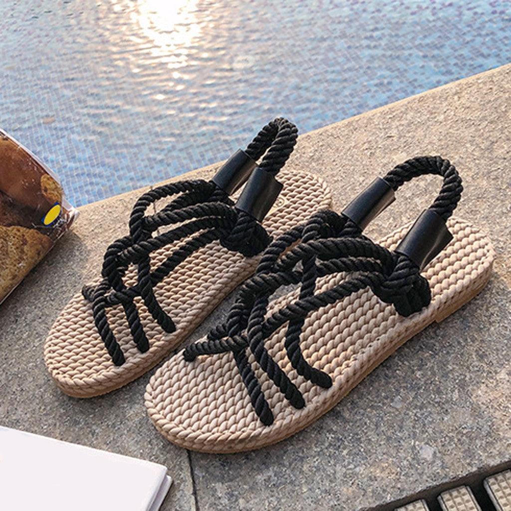 Stevvex braided rope sandals with arch support and anti-slip sole in a casual beach style