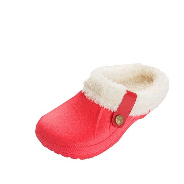 Unisex Waterproof Plush Lined Clogs - Warm Indoor Winter Slippers