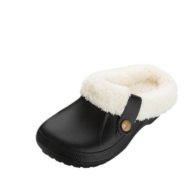 Unisex Waterproof Plush Lined Clogs - Warm Indoor Winter Slippers