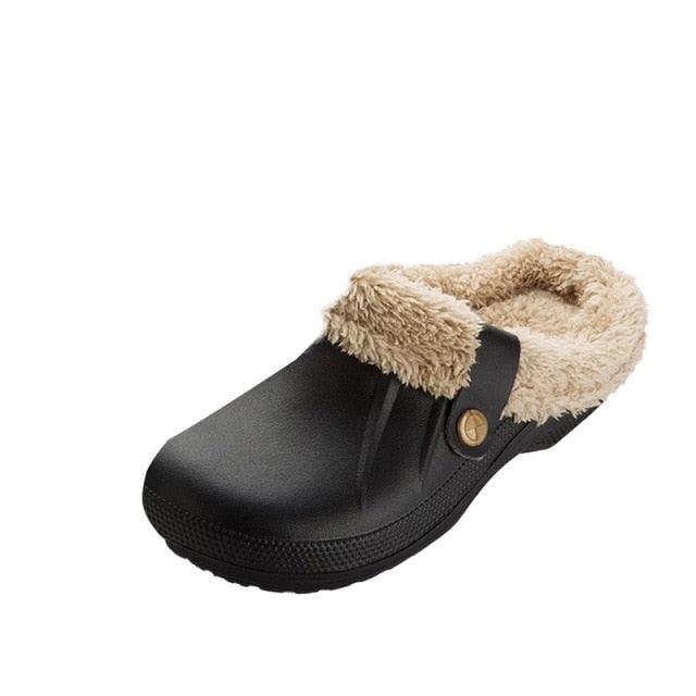 Unisex Waterproof Plush Lined Clogs - Warm Indoor Winter Slippers