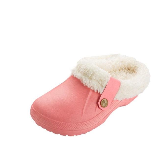 Unisex Waterproof Plush Lined Clogs - Warm Indoor Winter Slippers