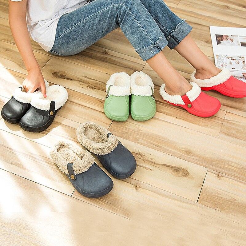 Unisex Waterproof Plush Lined Clogs - Warm Indoor Winter Slippers