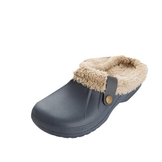 Unisex Waterproof Plush Lined Clogs - Warm Indoor Winter Slippers